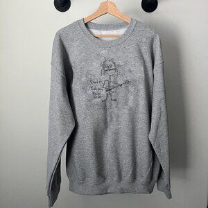 Grey Black Kurt Cobain Drawing Grunge Rock Nirvana Crewneck Sweatshirt